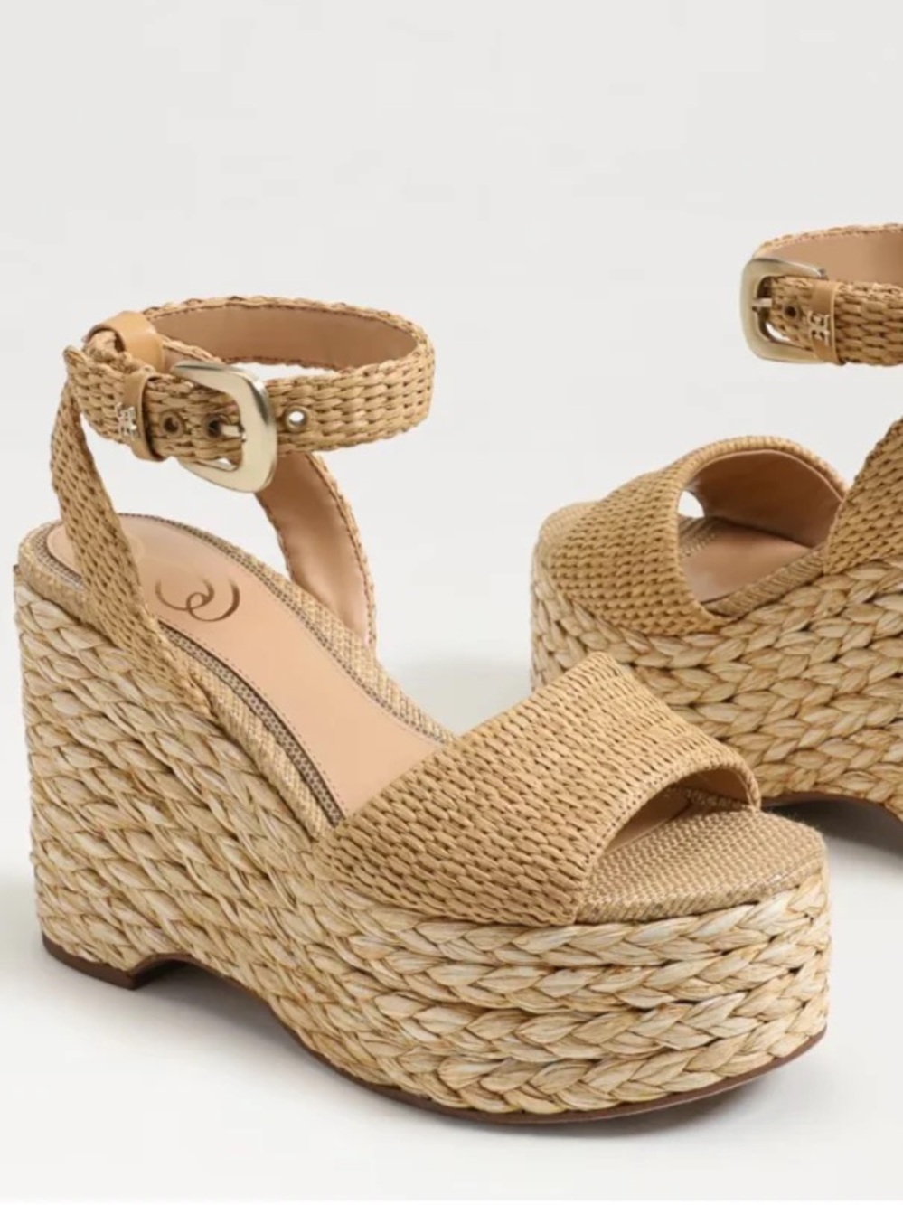 Sam Edelman April Espadrille Platform Wedge Sandals Sand Tan 8
